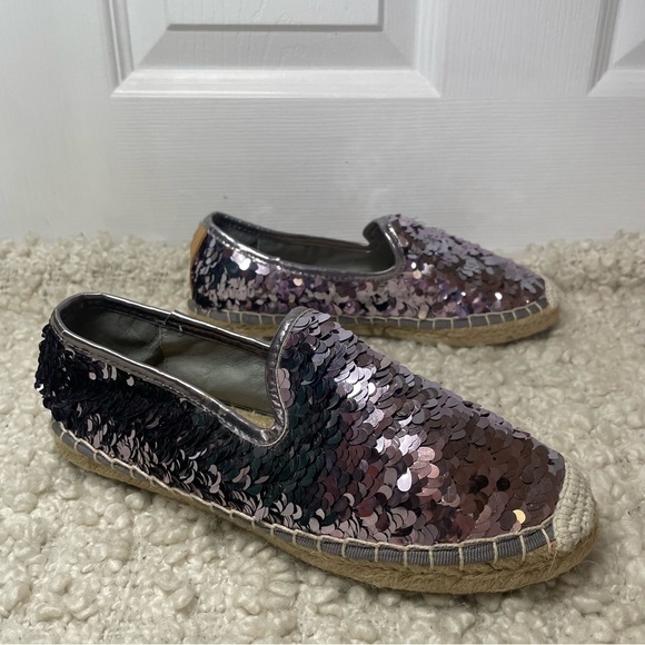 Tory Burch Purple Sequin Glitter Espadrilles 6 - Picture 1 of 10